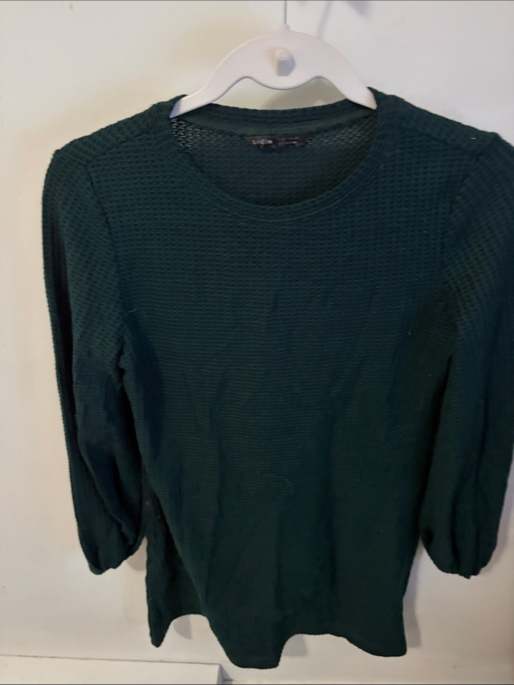 Dark Green Textured Knit Women's Top